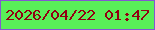 文字の大きさ：4、枠の色：8357d1、背景の色：59ef58、文字の色：920012 無料ブログパーツのブログ時計