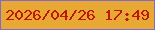 文字の大きさ：2、枠の色：8368ce、背景の色：e7a933、文字の色：bf1702 無料ブログパーツのブログ時計