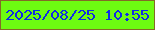 文字の大きさ：4、枠の色：836a26、背景の色：6dfb11、文字の色：0f2be5 無料ブログパーツのブログ時計
