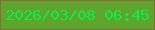 文字の大きさ：4、枠の色：836f3b、背景の色：5ea42d、文字の色：0cee4b 無料ブログパーツのブログ時計