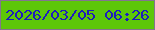 文字の大きさ：5、枠の色：837590、背景の色：5dc709、文字の色：1d1cbe 無料ブログパーツのブログ時計