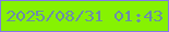文字の大きさ：2、枠の色：8379e7、背景の色：86f202、文字の色：6c8ca8 無料ブログパーツのブログ時計