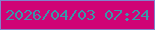 文字の大きさ：3、枠の色：8382cb、背景の色：d00376、文字の色：3a97a9 無料ブログパーツのブログ時計
