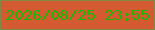 文字の大きさ：5、枠の色：838945、背景の色：d45a32、文字の色：1cb701 無料ブログパーツのブログ時計
