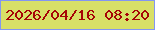 文字の大きさ：5、枠の色：8396f1、背景の色：d8e067、文字の色：a60407 無料ブログパーツのブログ時計