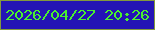 文字の大きさ：5、枠の色：83993d、背景の色：2414b5、文字の色：49f02f 無料ブログパーツのブログ時計