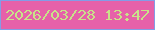 文字の大きさ：5、枠の色：839ce6、背景の色：e661a9、文字の色：c8e389 無料ブログパーツのブログ時計