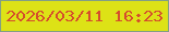 文字の大きさ：4、枠の色：839f83、背景の色：dde216、文字の色：d54d2c 無料ブログパーツのブログ時計