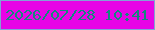 文字の大きさ：3、枠の色：83a1d5、背景の色：e704e6、文字の色：13887d 無料ブログパーツのブログ時計