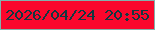 文字の大きさ：2、枠の色：83b1ac、背景の色：fb072c、文字の色：133841 無料ブログパーツのブログ時計