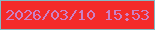 文字の大きさ：1、枠の色：83bac4、背景の色：f42a29、文字の色：cb81c4 無料ブログパーツのブログ時計
