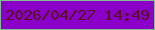 文字の大きさ：1、枠の色：83be93、背景の色：8a00c9、文字の色：551322 無料ブログパーツのブログ時計