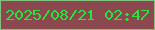 文字の大きさ：5、枠の色：83c17f、背景の色：8b484e、文字の色：25e63a 無料ブログパーツのブログ時計