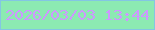 文字の大きさ：1、枠の色：83c6e3、背景の色：8ceab2、文字の色：ce97ff 無料ブログパーツのブログ時計