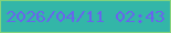 文字の大きさ：3、枠の色：83d37c、背景の色：33b6a8、文字の色：6865ec 無料ブログパーツのブログ時計
