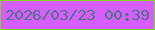文字の大きさ：4、枠の色：83d51f、背景の色：d55eff、文字の色：53707e 無料ブログパーツのブログ時計