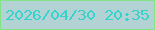 文字の大きさ：4、枠の色：83e387、背景の色：b3d2d4、文字の色：36d2cc 無料ブログパーツのブログ時計
