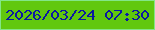 文字の大きさ：4、枠の色：83e688、背景の色：61c80e、文字の色：0b19a2 無料ブログパーツのブログ時計