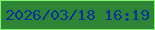 文字の大きさ：5、枠の色：83f371、背景の色：2e8536、文字の色：093198 無料ブログパーツのブログ時計