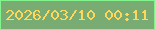 文字の大きさ：2、枠の色：83f48d、背景の色：79ac72、文字の色：ffd75a 無料ブログパーツのブログ時計