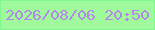 文字の大きさ：5、枠の色：83f78f、背景の色：a0f99b、文字の色：b786ed 無料ブログパーツのブログ時計