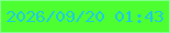 文字の大きさ：2、枠の色：83fe8e、背景の色：4dff31、文字の色：1fced8 無料ブログパーツのブログ時計