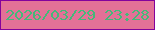 文字の大きさ：5、枠の色：84029c、背景の色：e37197、文字の色：44b979 無料ブログパーツのブログ時計
