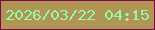 文字の大きさ：2、枠の色：84044e、背景の色：af9654、文字の色：95faa1 無料ブログパーツのブログ時計