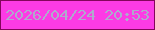 文字の大きさ：4、枠の色：84055c、背景の色：fc3be5、文字の色：afaacd 無料ブログパーツのブログ時計