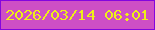 文字の大きさ：5、枠の色：8405de、背景の色：ce4fc5、文字の色：eeef17 無料ブログパーツのブログ時計