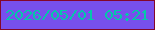 文字の大きさ：1、枠の色：84072b、背景の色：7750ed、文字の色：04c7a9 無料ブログパーツのブログ時計