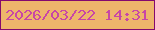 文字の大きさ：3、枠の色：84096e、背景の色：eeb56b、文字の色：c846a6 無料ブログパーツのブログ時計