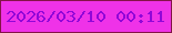 文字の大きさ：4、枠の色：841348、背景の色：ef32e8、文字の色：9107d8 無料ブログパーツのブログ時計