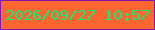 文字の大きさ：3、枠の色：8416a9、背景の色：fd672f、文字の色：0bef76 無料ブログパーツのブログ時計
