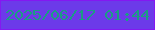 文字の大きさ：2、枠の色：8418f1、背景の色：6c3ae9、文字の色：1b9c84 無料ブログパーツのブログ時計