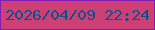 文字の大きさ：2、枠の色：841cb4、背景の色：ce3f75、文字の色：10508a 無料ブログパーツのブログ時計