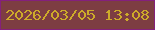 文字の大きさ：1、枠の色：84207c、背景の色：7d3d42、文字の色：cdab2a 無料ブログパーツのブログ時計