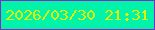 文字の大きさ：4、枠の色：8429c5、背景の色：00f3a8、文字の色：dff506 無料ブログパーツのブログ時計