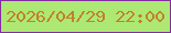 文字の大きさ：4、枠の色：842ca2、背景の色：ade874、文字の色：c18129 無料ブログパーツのブログ時計