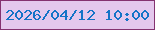 文字の大きさ：4、枠の色：843270、背景の色：e4c8ed、文字の色：1473c7 無料ブログパーツのブログ時計