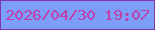 文字の大きさ：5、枠の色：8433b0、背景の色：7c9ef7、文字の色：bf3faa 無料ブログパーツのブログ時計