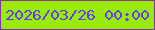 文字の大きさ：3、枠の色：8435a1、背景の色：99eb05、文字の色：6339fa 無料ブログパーツのブログ時計