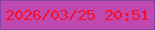 文字の大きさ：1、枠の色：8443a6、背景の色：bf49ae、文字の色：fa0e26 無料ブログパーツのブログ時計