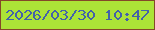 文字の大きさ：5、枠の色：844828、背景の色：ace337、文字の色：4361aa 無料ブログパーツのブログ時計