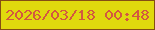 文字の大きさ：1、枠の色：844e13、背景の色：e0d90d、文字の色：d35840 無料ブログパーツのブログ時計