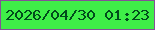 文字の大きさ：5、枠の色：845197、背景の色：3fee48、文字の色：014c1c 無料ブログパーツのブログ時計