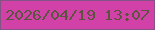 文字の大きさ：4、枠の色：845385、背景の色：d241a8、文字の色：5b5441 無料ブログパーツのブログ時計
