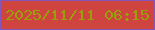文字の大きさ：1、枠の色：8456b9、背景の色：cf443f、文字の色：989f09 無料ブログパーツのブログ時計