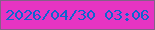 文字の大きさ：4、枠の色：846088、背景の色：e634c3、文字の色：0e64d0 無料ブログパーツのブログ時計