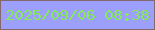 文字の大きさ：5、枠の色：84686c、背景の色：9da0fb、文字の色：85ea5a 無料ブログパーツのブログ時計